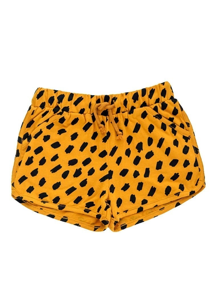 WiNi BEE Girls' Casual Shorts - Orange with Black Cheetah Animal Print, Soft Cotton Drawstring Waistband for Toddlers 2-6 Years, Playwear & Summer Outfits - Image 5